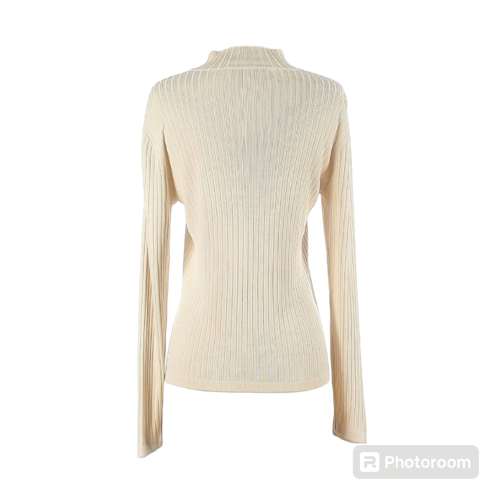 Norm Thompson 100% Silk Turtleneck Sweater Ivory/Cream S - Picture 2 of 6